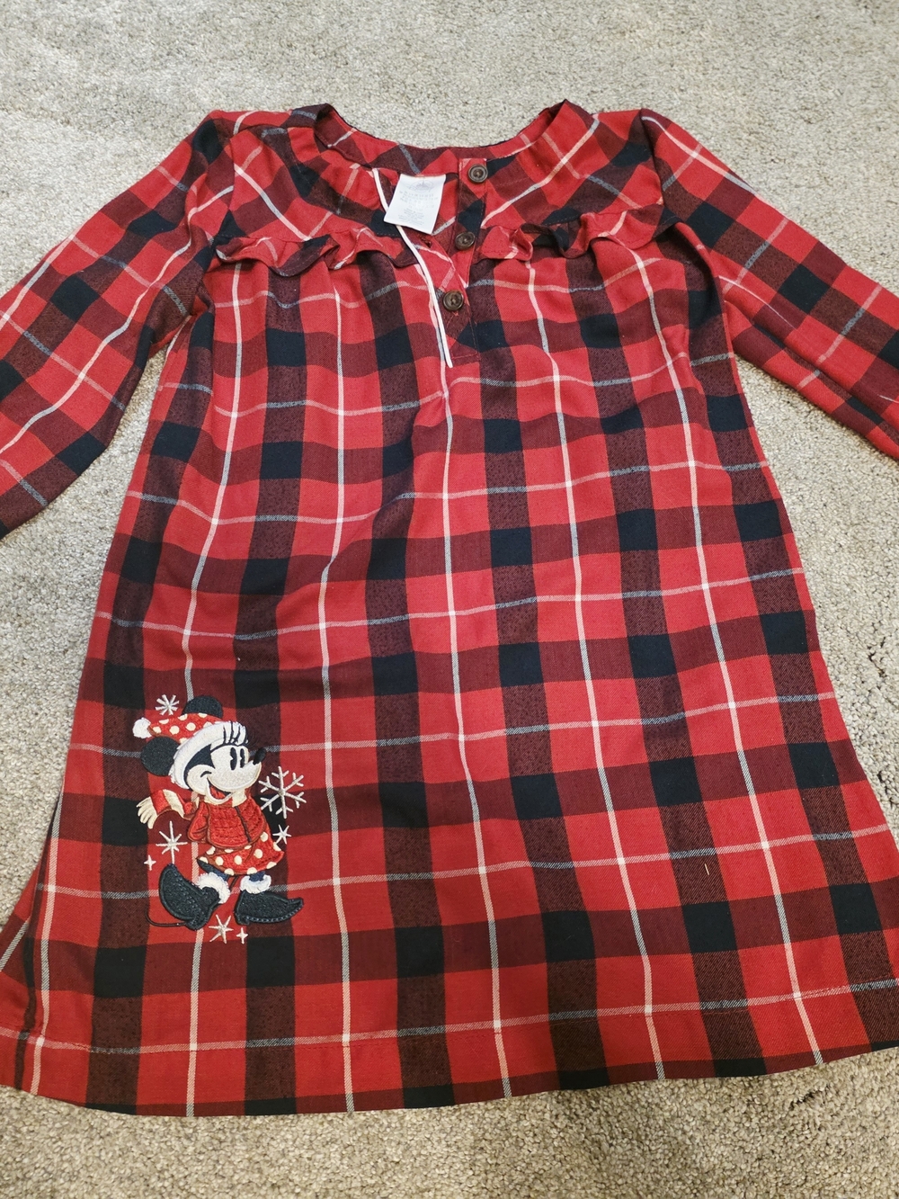 Disney Kids Red Plaid Minnie Mouse Nightgown - Picture 1 of 4